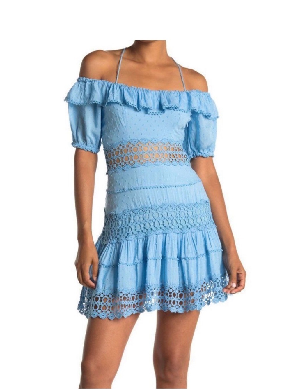 Free People Cruel Intentions Blue Boho Crochet Dress Size 2